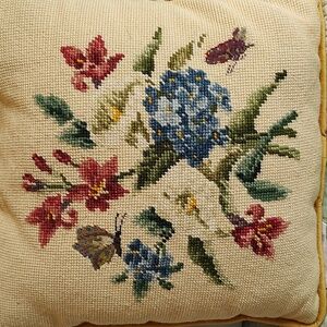 Floral Embroidered Accent Pillow
